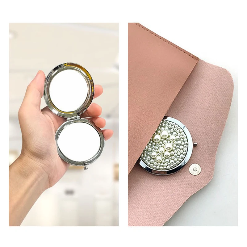 Custom Company Logo Double Side Pocket Mirror Wholesale High Quality Metal Decoration Make Up Mirror