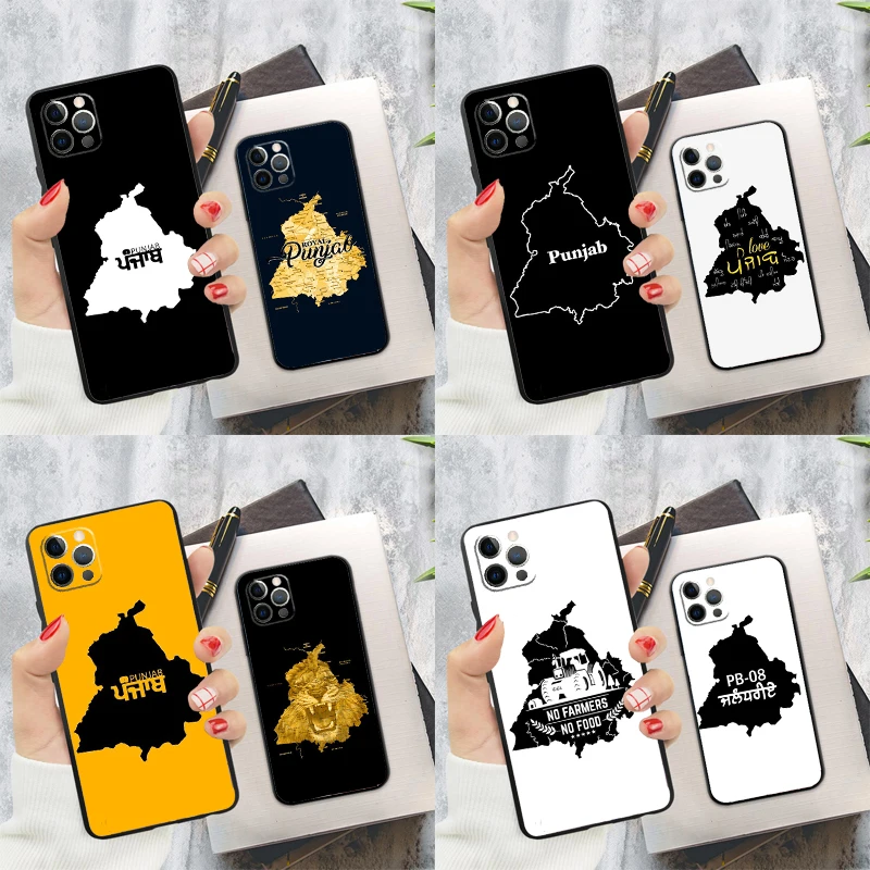 Punjab Map Outline Phone Case For iPhone 16 15 14 13 12 11 Pro Max 12 13 Mini 7 8 16 Plus X XR XS Max Cover