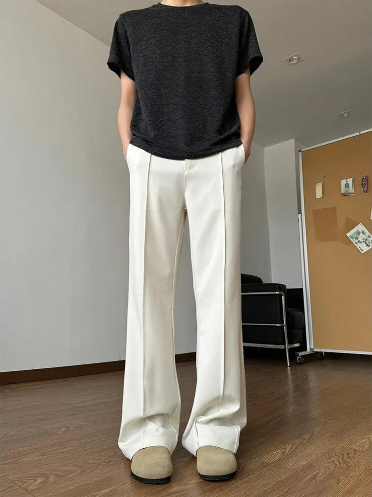 Cleanfit Slimming Casual Pants Men's High Waist Trousers Straight Leg Drapey Elegant Wide Leg Pants Trendy Autumn Spring