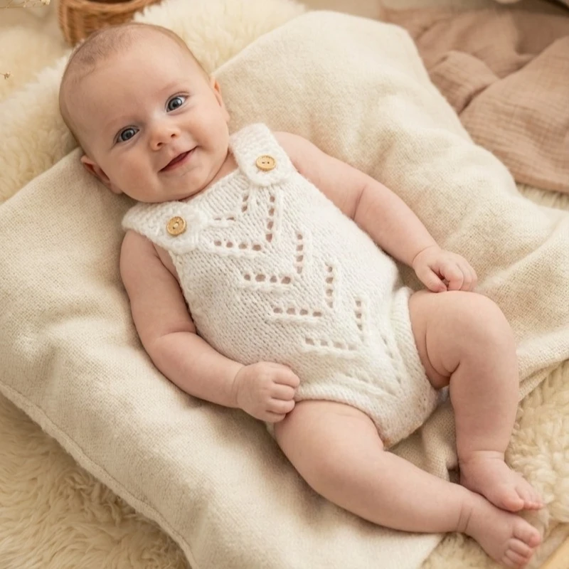 Soft Knitted Newborn Photography Props Baby Romper Bodysuit Infant Boy Girl Photo Shoot Outfits Newborn Studio Accessories
