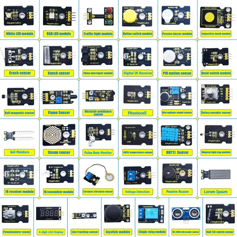 Keyestudio 37/48 In 1 Sensor Module Kit Gift Box For Arduino Starter Sensor Kit With Tutorial STEM Kids Programming Kit DIY Toys