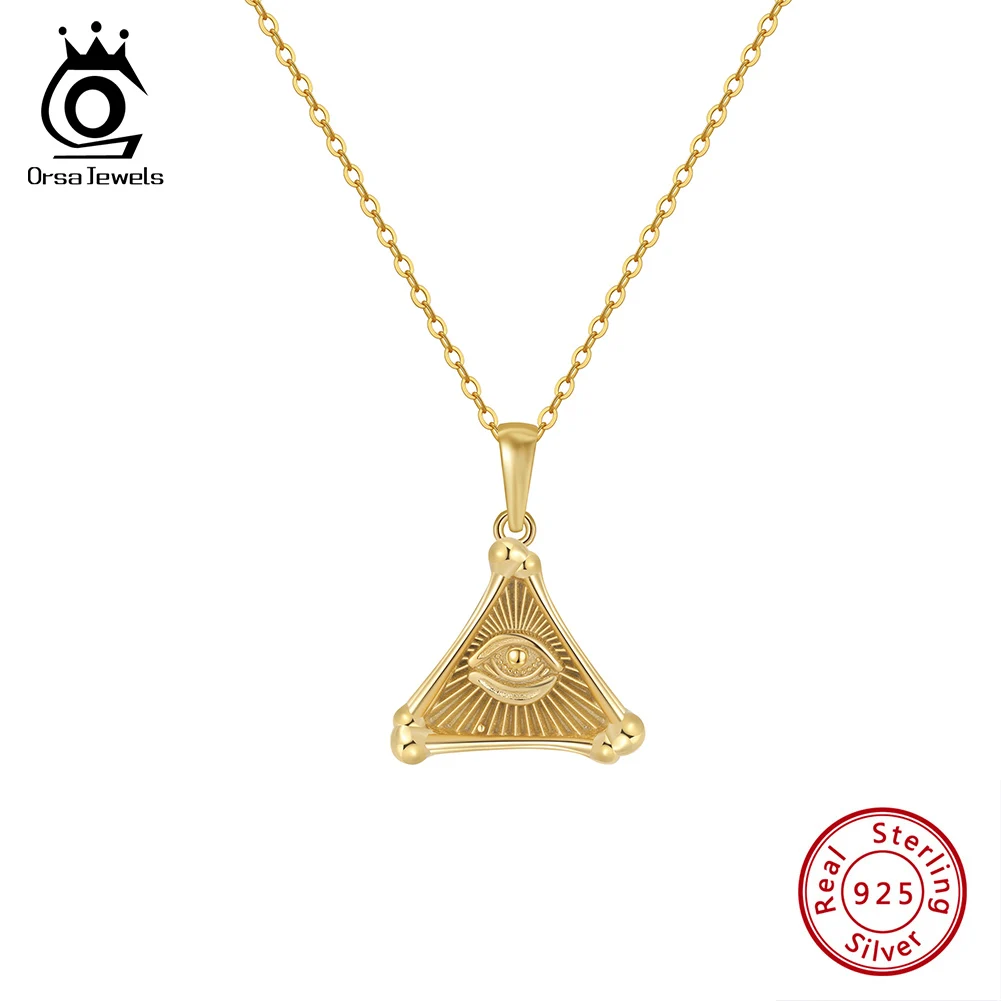 

ORSA JEWELS Стерлингового Серебра 925 пробы с геометрическим треугольником, кулон-цепочка, ожерелье сглаза, изящные роскошные ювелирные изделия для женщин SGAN04