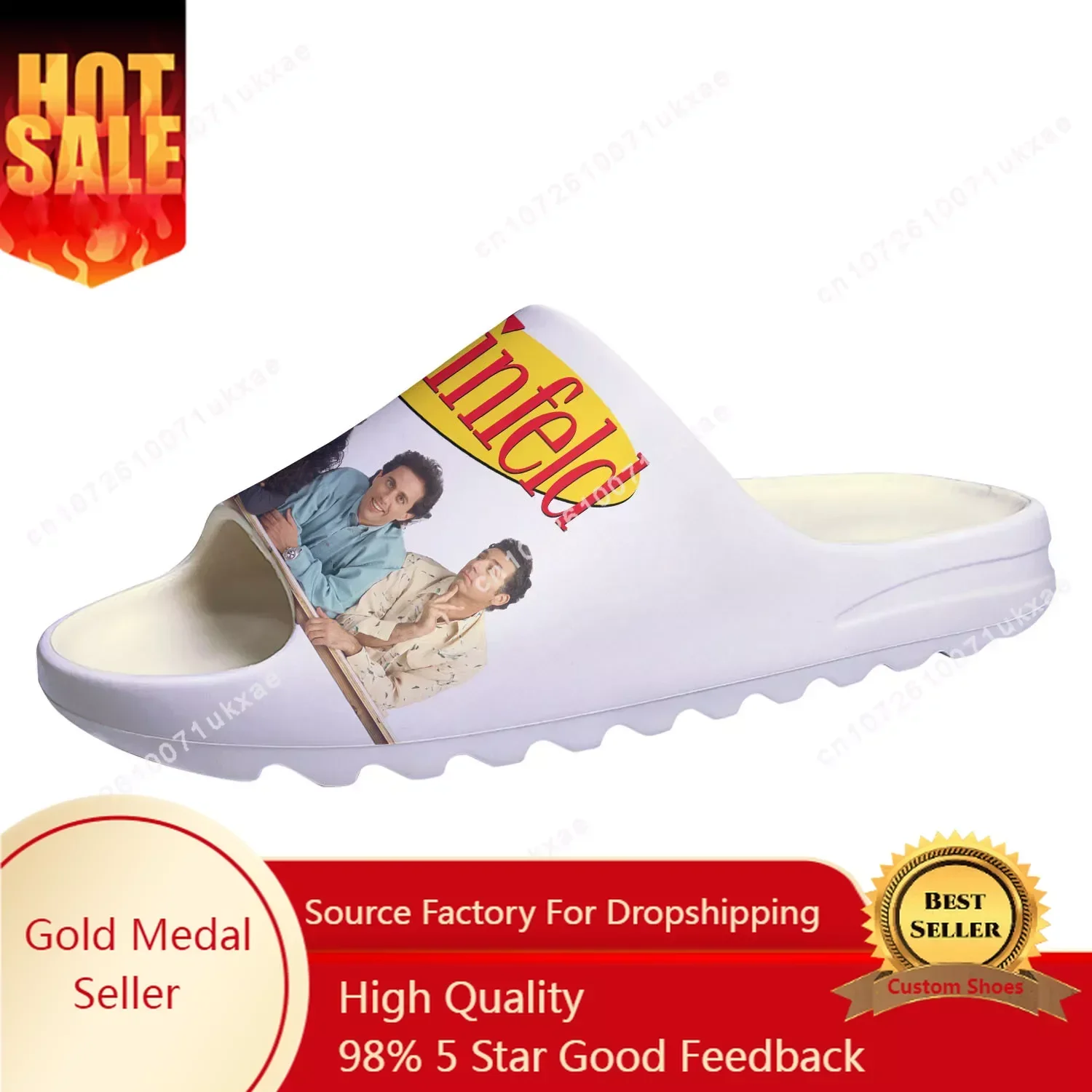 Seinfeld Sitcom Soft Sole Slippers, Tamancos Domésticos Personalizados, Step On Water Shoes, Homens Mulheres Sandálias Adolescente