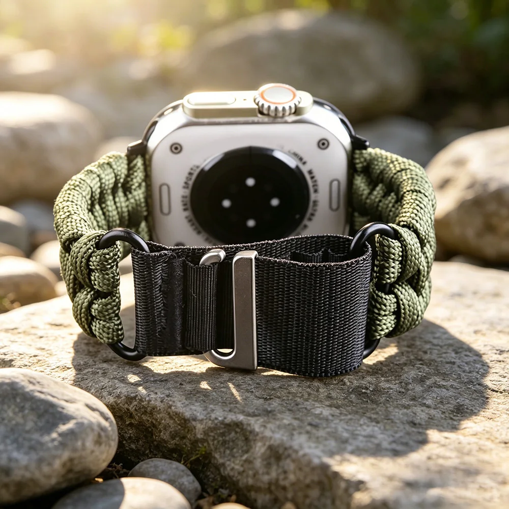Mountain Umbrella Rope Nylon loop Band for Apple Watch 49mm 46mm 45mm 44mm Men Sports Strap iWatch Ultra SE 11 10 9 8 7 6 5 4