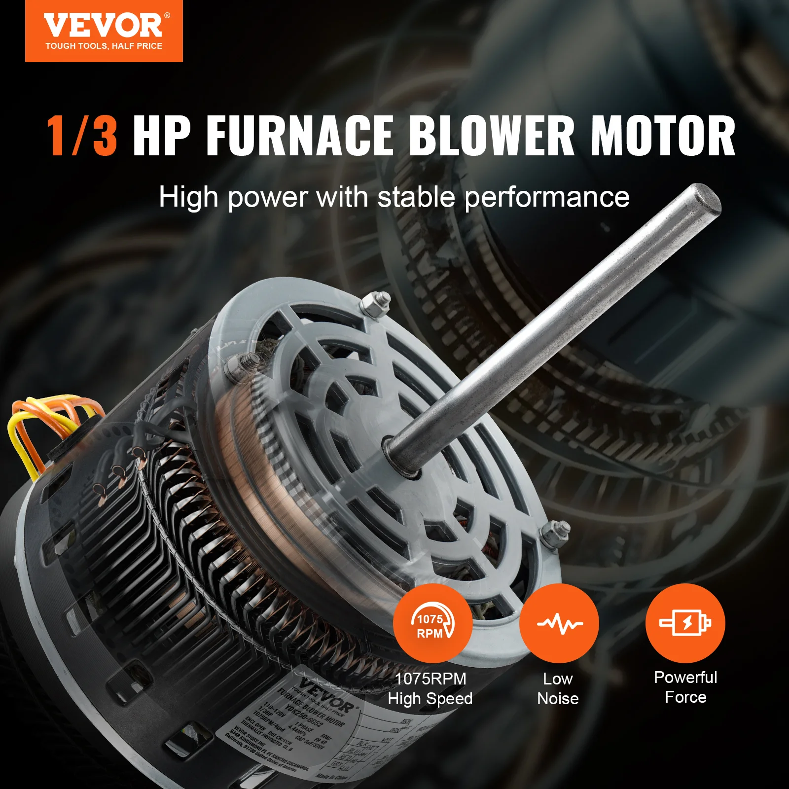 Přední pohled na motor ventilátoru pece