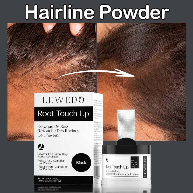 LEWEDO Hair Line Powder 4g Black Root Cover Up Natural Instant Waterproof Hairline Shadow Powder Hair Concealer Coverage