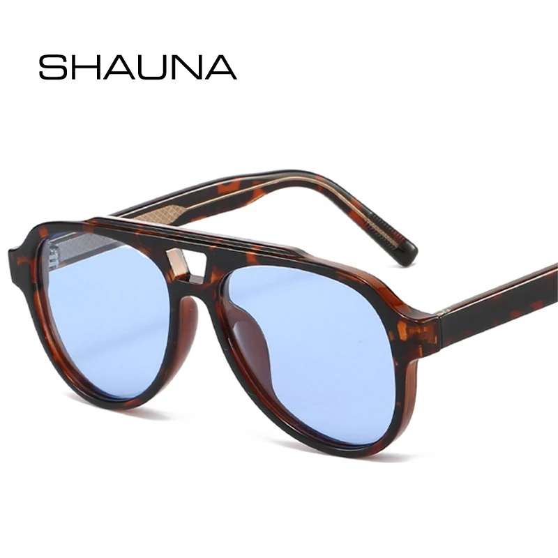 

SHAUNA модные двойные мосты пилотные поляризационные мужские солнцезащитные очки ретро женские трендовые градиентные солнцезащитные очки оттенки UV400