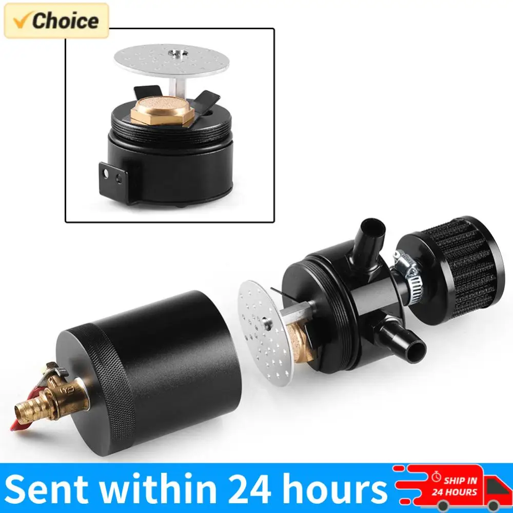 

Car Oil Catch Reservoir 2/3 Port Universal Car Baffled Reservoir Separator Aluminum Alloy Breather Separator Air Oil Separator
