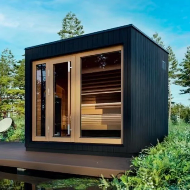 For Luxury Outdoor Rectangular Sauna Room Factory's Hot Selling Solid Wood Steam Sauna For Garden Cottage Made Red Cedar Hemlock