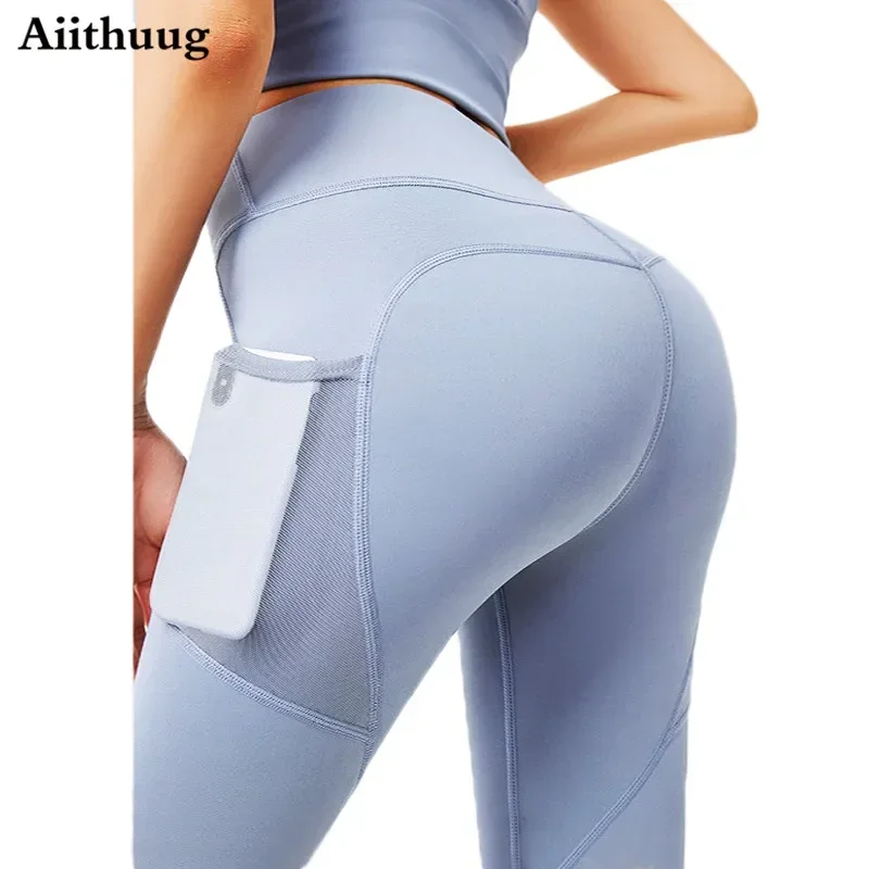 

Aiithuug with Pockets Yoga Leggings Peach Butt Lifting Yoga Legging High Waist Tummy Control Gym Leggings Running Jogging Pants