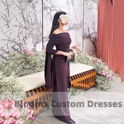 Customized Off Shoulder Elegant Ruched Long Sleeves Prom Dresses For Special Occasion Straight Party Gown Sweet Evening Dress
