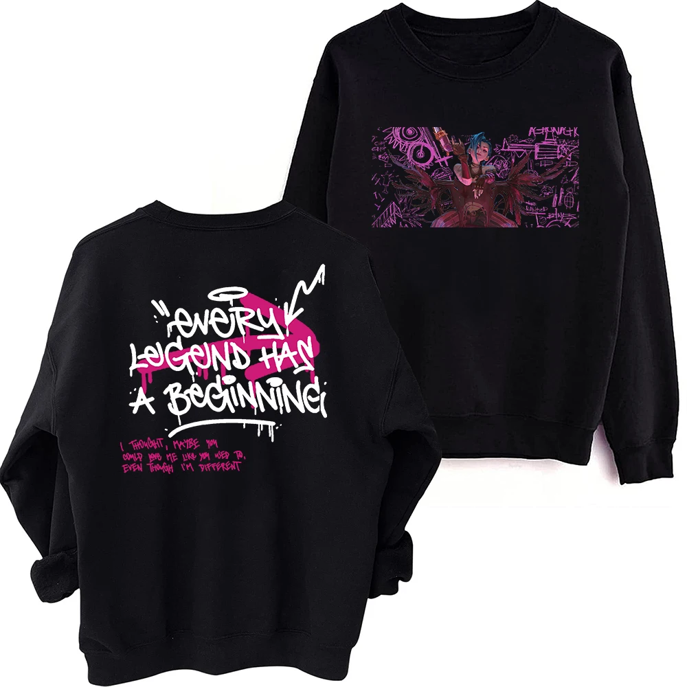 Arcane Jinx Graffiti Art Sweatshirt Harajuku Round Neck Long Sleeve Oversize Hoodie