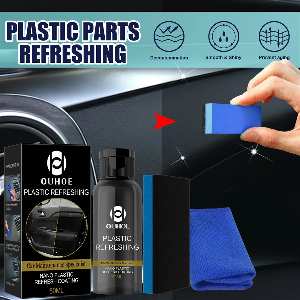 30ml/50ml Plastics Revitalizing Coating Agent Car Refurbishing Agent With Sponge Plastics Parts Refurbish Agent For Car Easily