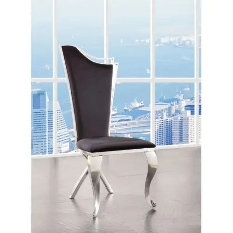 Black fabric and stainless steel side chairs (2-piece set) dining chairs, living room chairs, personalized design