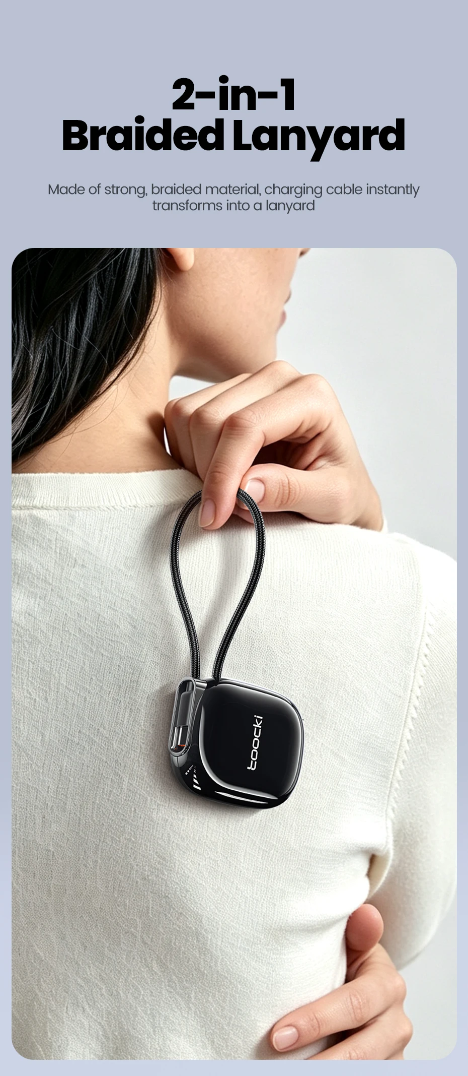 Toocki Einziehbares 100W USB-C-Kabel für iPhone Samsung Magnetisches Einziehbares Lanyard für Reisen Mini Type-C Schnell-Ladekabel Datenkabel – Detail 5