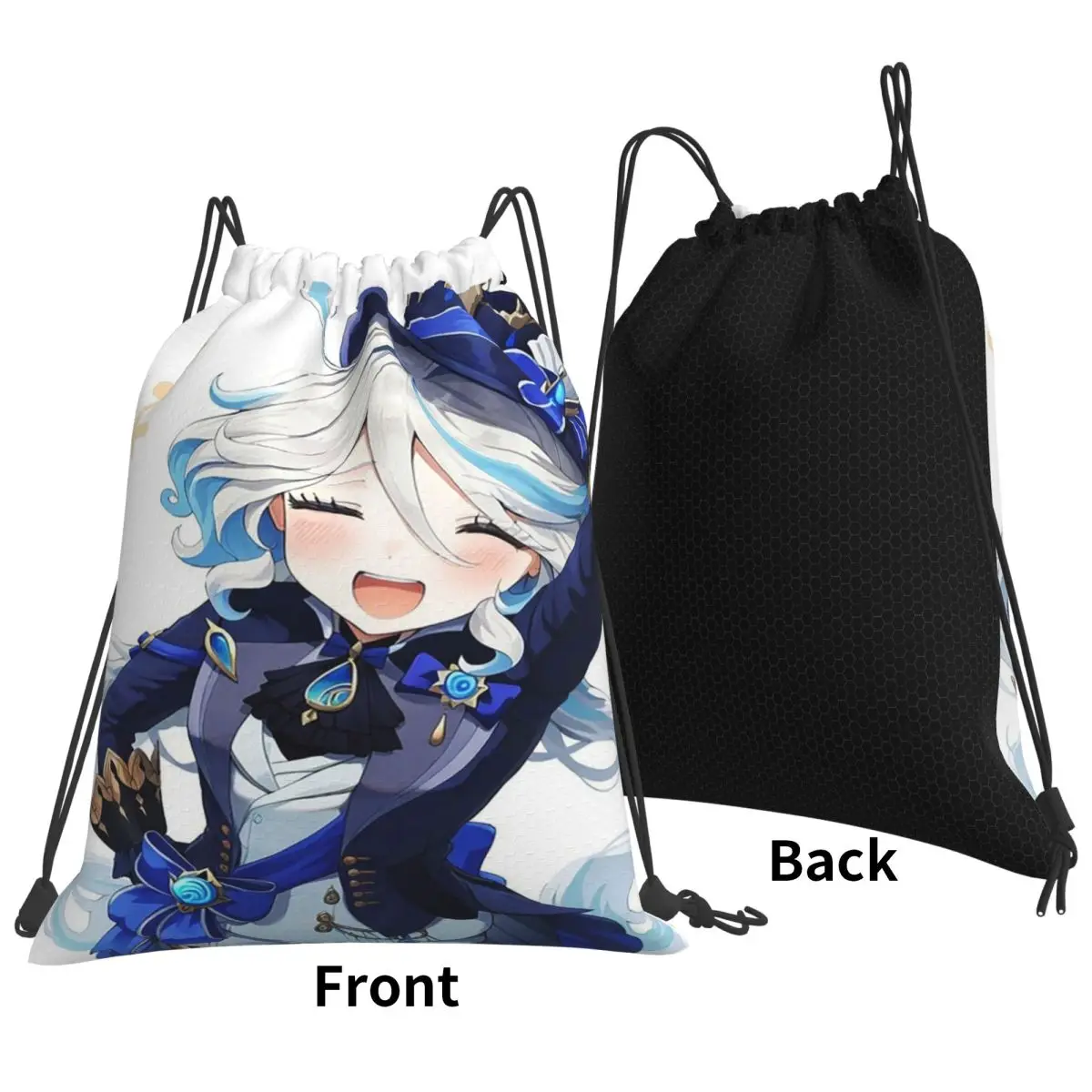 Furina Genshin Impact Backpacks Portable Drawstring Bags Shoes Bag Book Bags for Travel Students