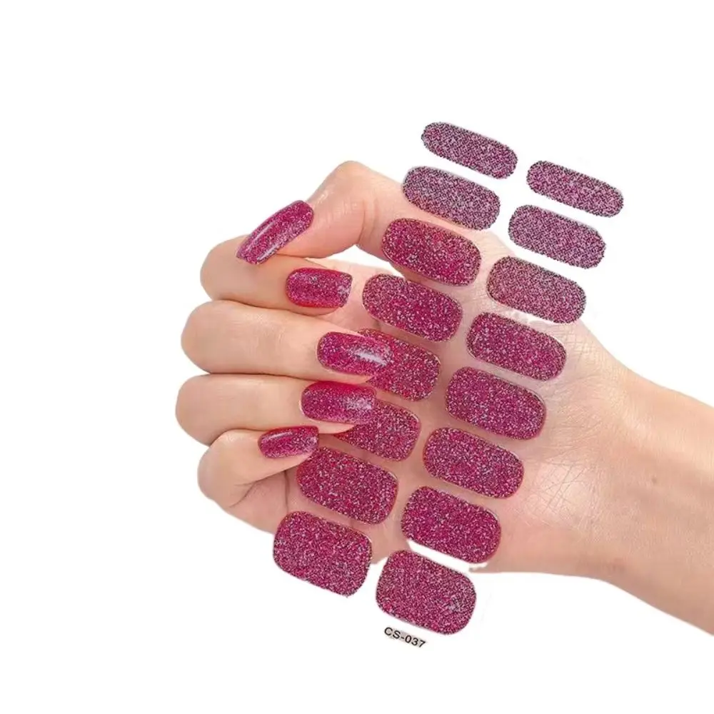8Sheets Strips Gel Nail Stickers Glittering Simple Gel Full Nail Wraps Sequins Gel Nail Polish Strips DIY NAil Art Making