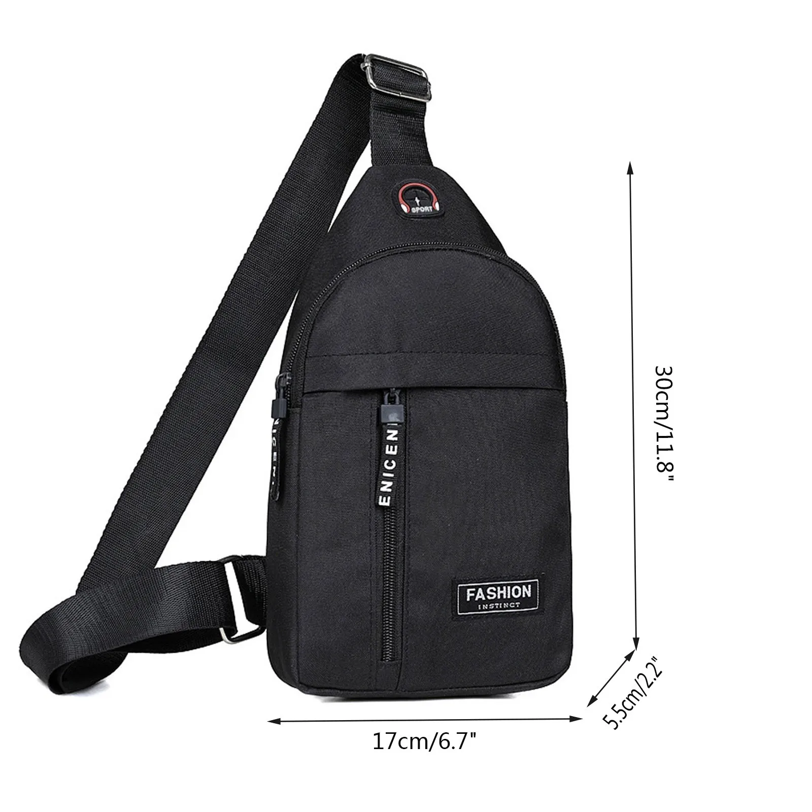 Men Solid Crossbody Chest Bag Multipurpose Sling Purse One Strap Zipper Travel Sports Bag Fashion Lightweight Shoulder Bag Male