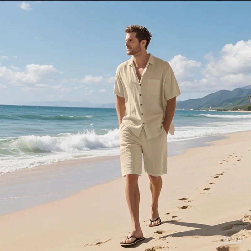 Men Linen Blend Camp Collar Sh - đánh giá và giá Linen Shirt Summer