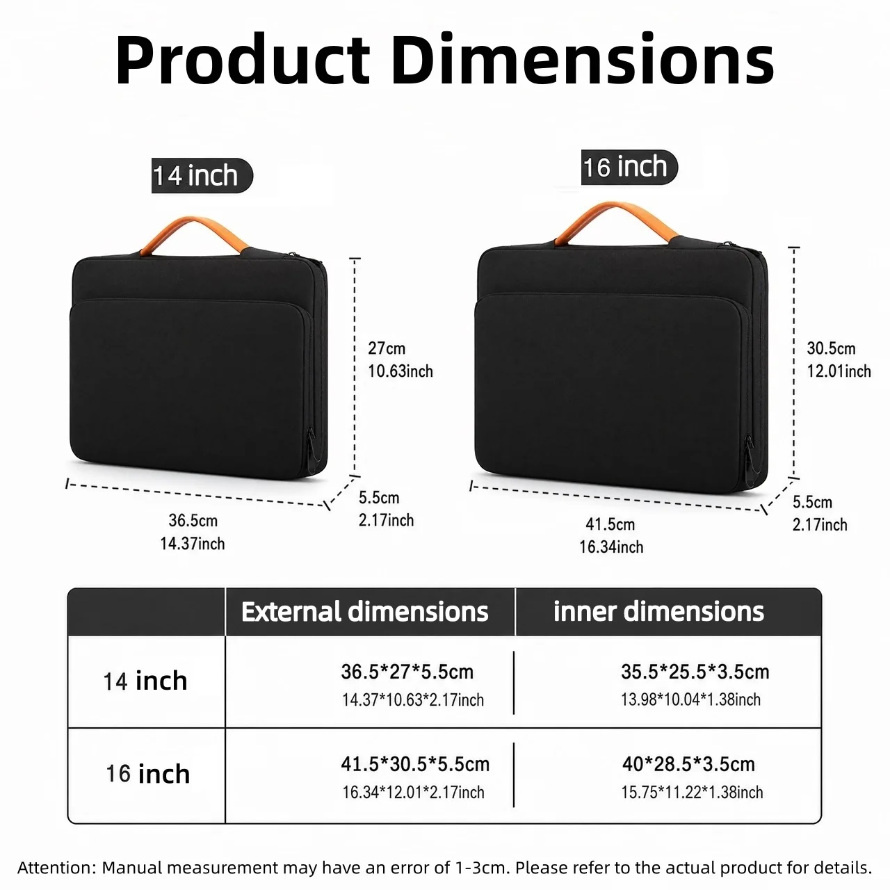 Laptop Sleeve 13 14 15 16 Inch Shockproof Business Notebook Carrying Case With Handle Organizer Pocket For MacBook Lenovo Dell
