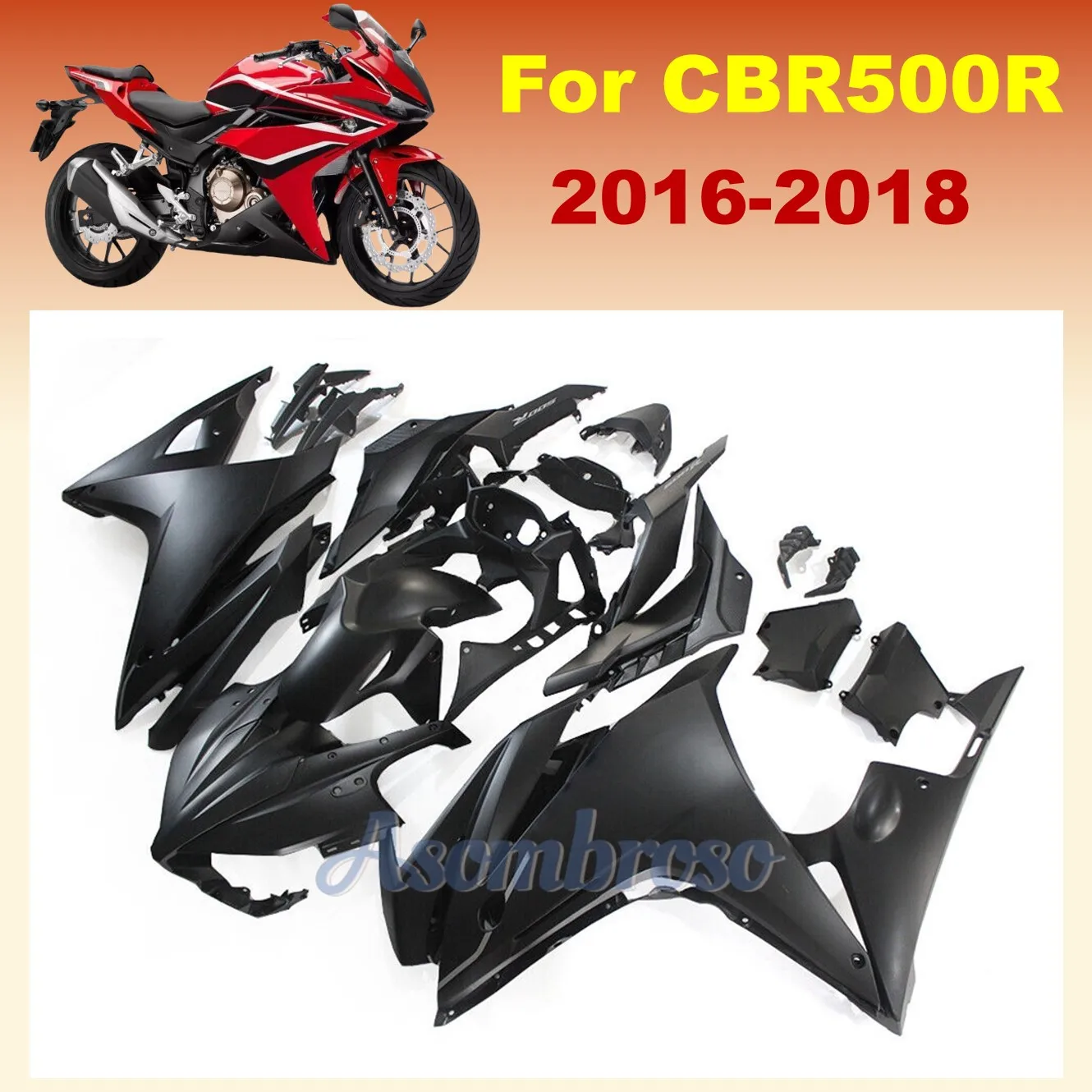 Matte Black Bodywork Kit For Honda CBR500R 2016 2017 2018 CBR 500R CBR500 16 17 18 Motorcycle Parts Fairing Kit