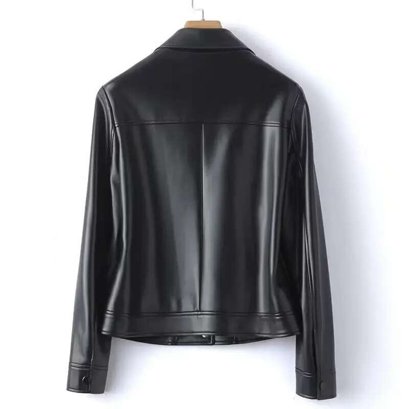 เสื้อแจ็คเก็ตหนังแท้สำหรับผู้หญิง สไตล์ลำลอง แฟชั่นเกาหลี ไซส์ใหญ่ สำหรับคนตัวเล็ก ให้ความรู้สึกหรูหรา คอลเลคชั่นใหม่ ฤดูใบไม้ผลิ 2025