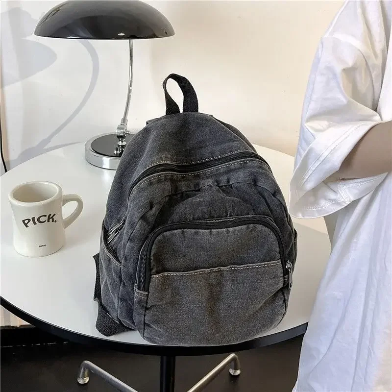 Denim Artistic Mini Book Bag Women's Small Casual Backpack Small Shopping Backpack