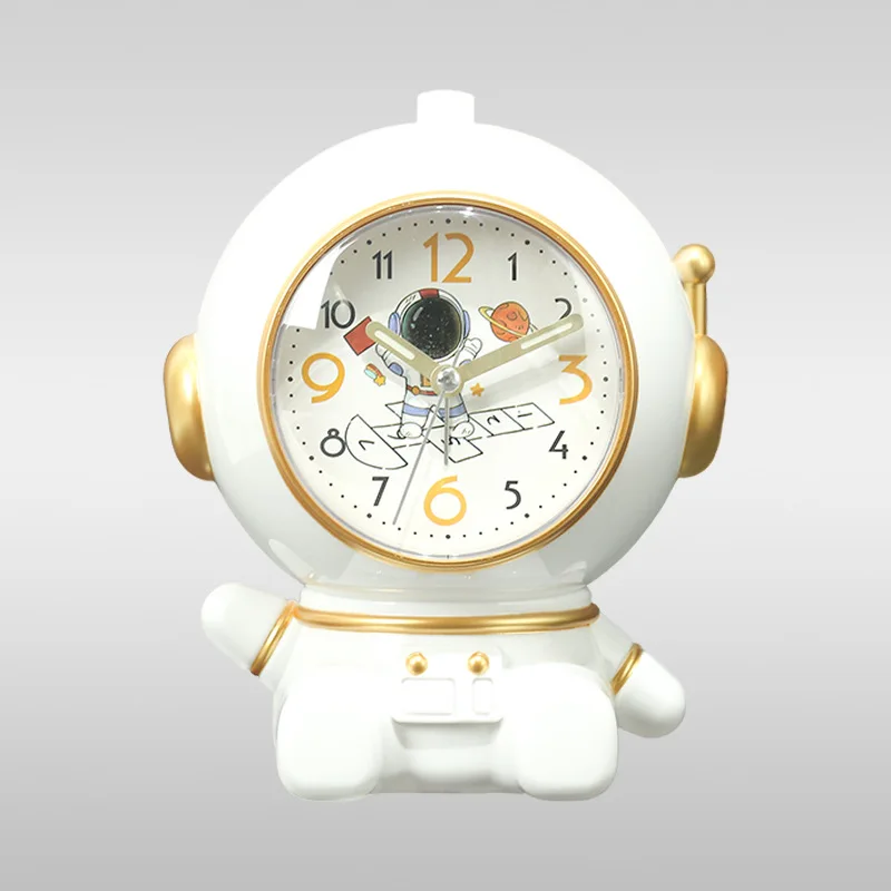 13.5x17cm Cartoon Astronaut Alarm Clock - Silent Scan Mechanism Alarm - Student Wake-Up Device - Desktop Wall Clock
