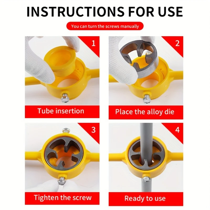 6Pcs PVC Thread Maker Tool, Pipe Threader Plumbing Tool Kit, Reusable Round PVC Pipe Threader Set With 1/2Inch Dies