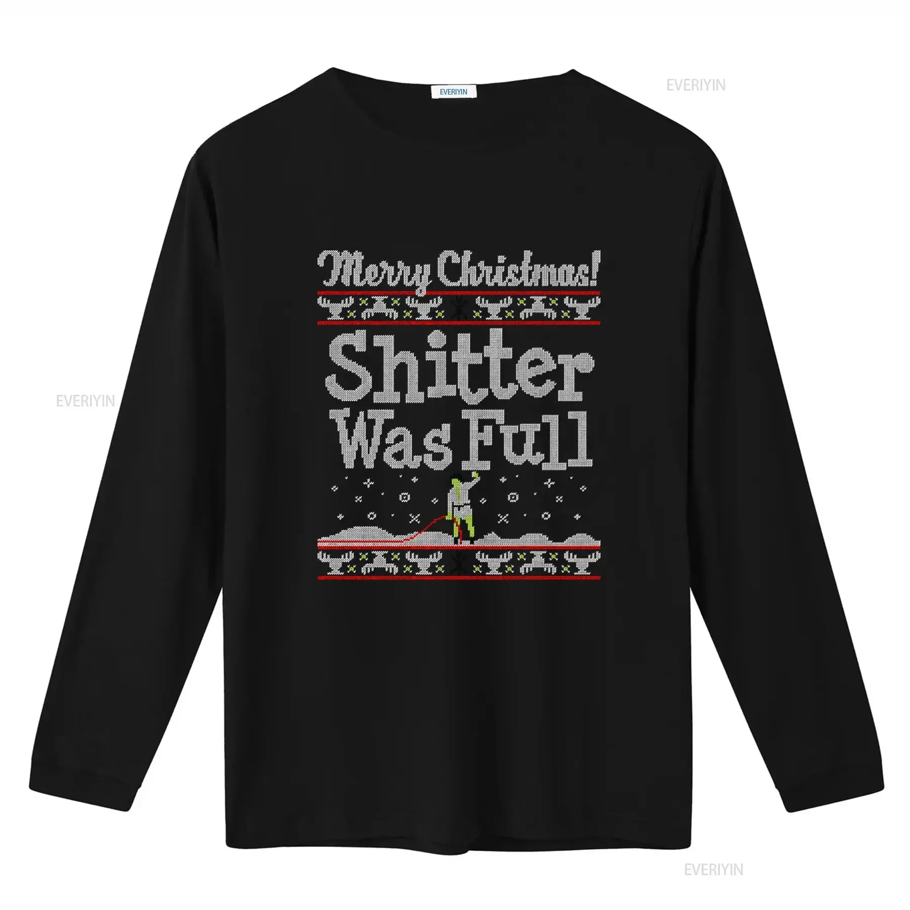 Merry Christmas Shitter Was Full National Lampoons Vacation T Shirt vintage Washed fashion Stretched Versatile homme Slightly