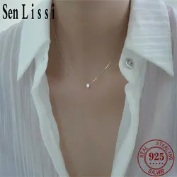 SENLISSi 925 Sterling Silver 18k Gold Plated Necklace Single Sparkling Zircon Clavicle Chain for Women Wedding Jewelry Collares