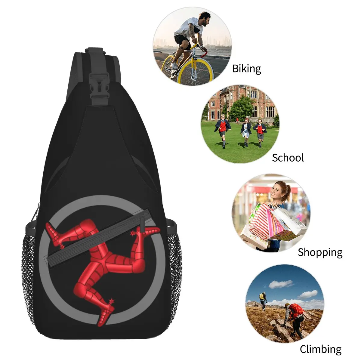 Isle Of Man TT Crossbody Sling Bags Cool Chest Bag Vintage Motorcycle Shoulder Backpack Daypack for Travel Hiking Travel Pack