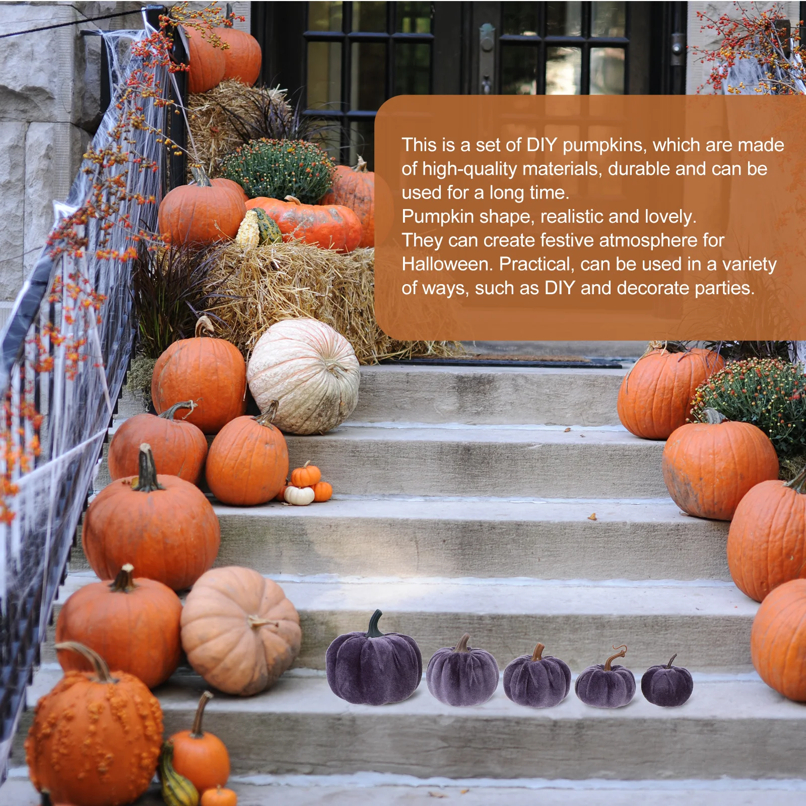 

5pcs High Quality Foam Pumpkin Decoration Props Mini Halloween nament Simulation Small Thanksgiving Fake Non Fading Indoor