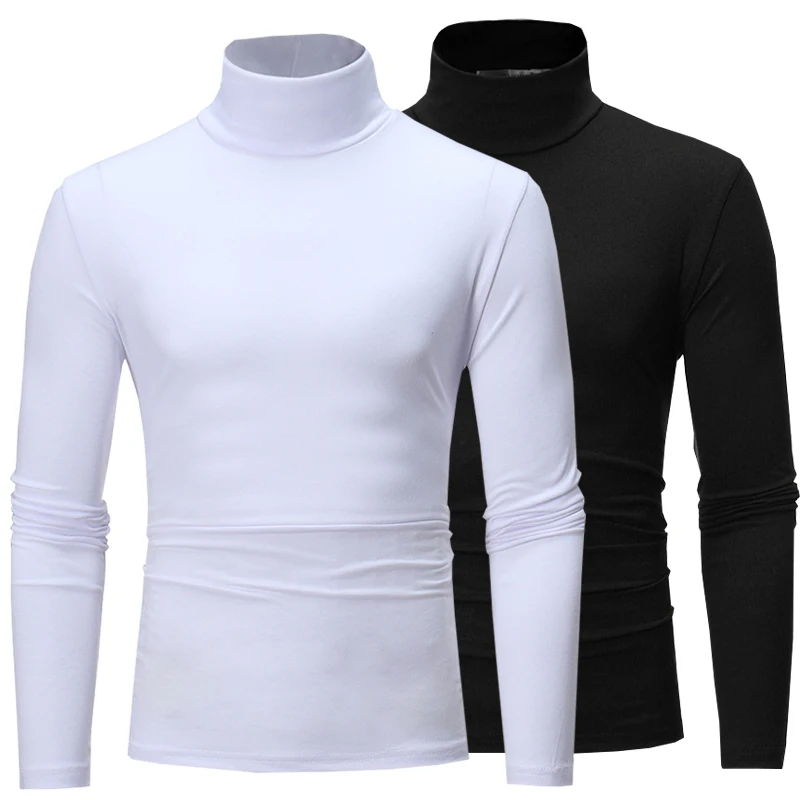 1pcs Men Thin Warm Tops Men's Autumn Long-sleeved Thermal Underwer Male High Collar Fashion T-shirt