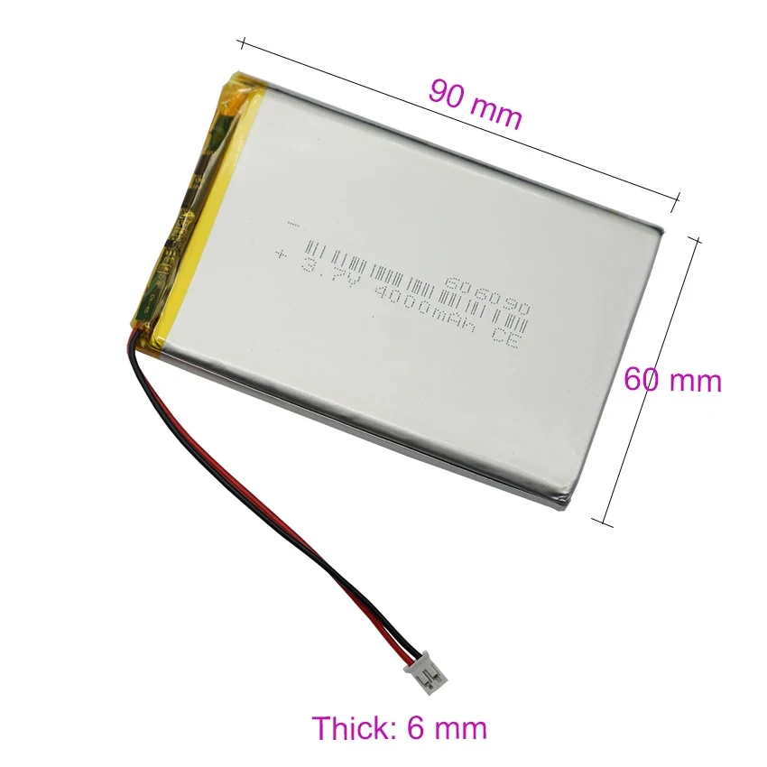 4000mAh 14.8Wh 3.7V Li Lithium Battery 606090(JST-PH 2.0 Plug) Lipo For Keychron k2 Keyboard GPS Car Dashcam