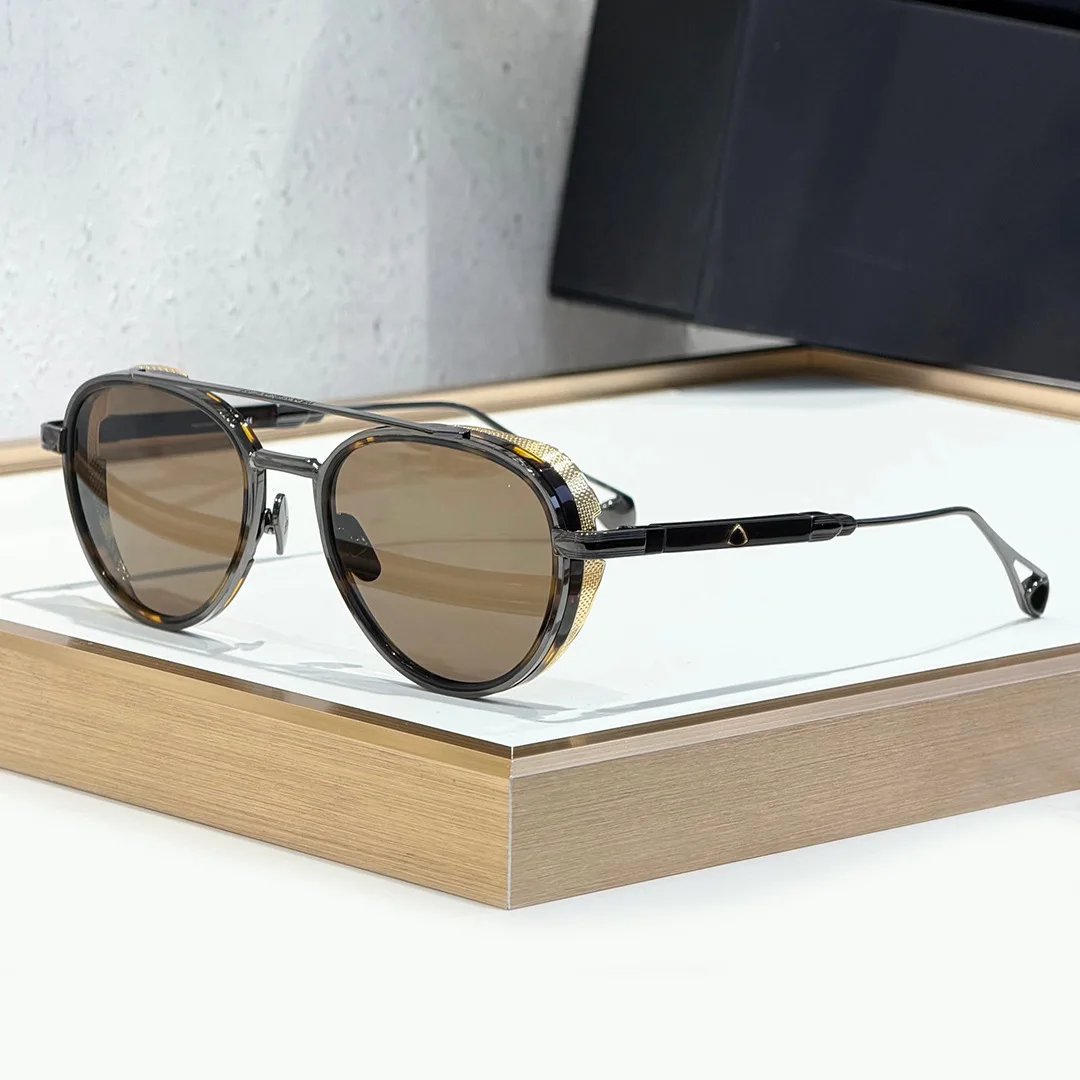 

MAYB-PADKYLOB Luxury Brand Round Metal Sunglasses Floating Lens Embossed Topbar High Quality UV400 Polarized Gift Men Women