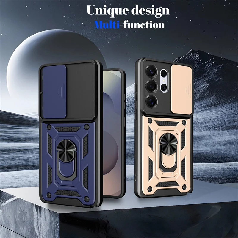 Full Protector Armor Shockproof Case For Samsung Galaxy S26 Ultra S26 Plus S26Ultra S 26+ 5G Slide Camera Ring Stand Cover