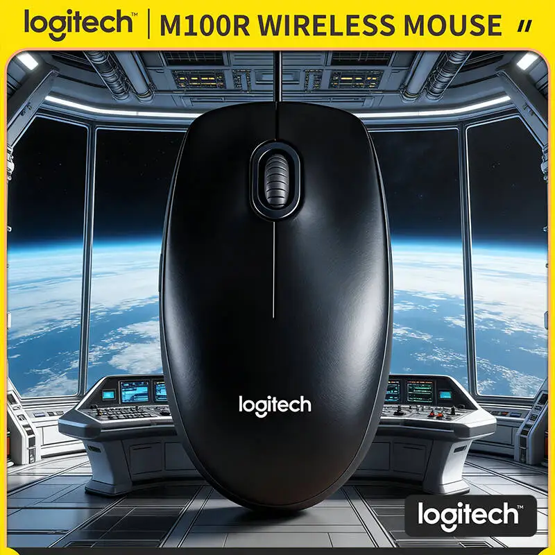 

Проводная оптическая мышь Logitech M100R, 1000 точек на дюйм, высокая точность, гибкий кабель, подходит для левшей и правшей, для офиса, дома, школы, компьютера