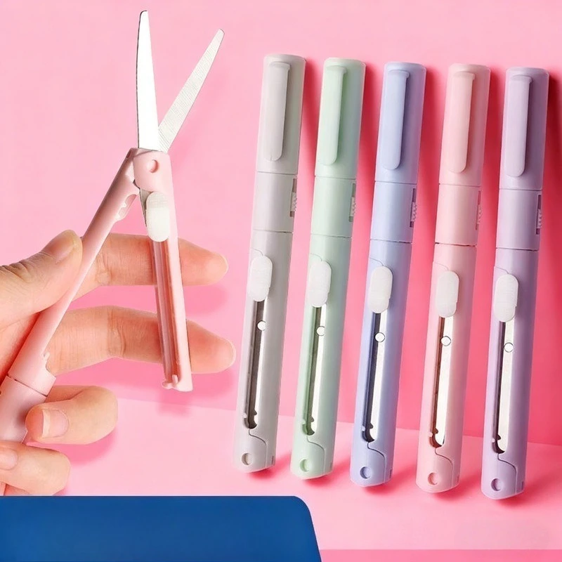 Morandi Portable and Portable Two-in-one Folding Scissors Pen with Multiple Functions  Mini Handcrafted Foldable Pen