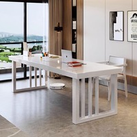 Nordic wrought iron desk household solid wood computer desk simple modern meeting long table white office study desk