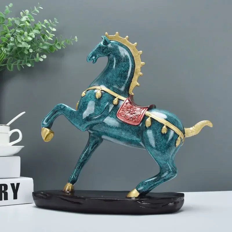 Chinese Style Tang Horse Statue Home Decoration Accessories Resin Living Room Decor Modern Horse Sculpture Luxury Decor