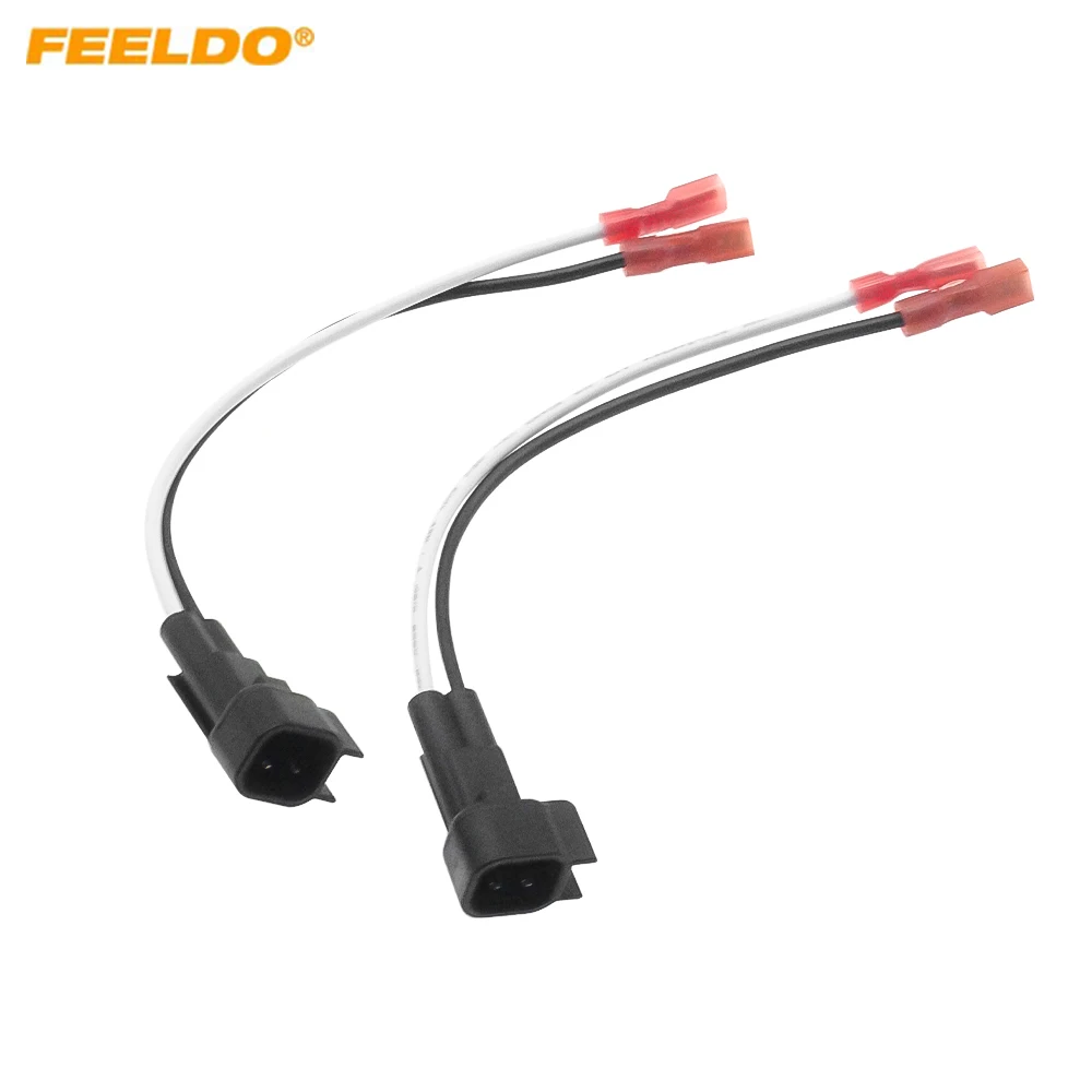 

FEELDO 2pcs Car 2Pin Stereo Speaker Wire Harness Adaptors For Ford Auto Speaker Replacement Connection Wiring Plug Cables