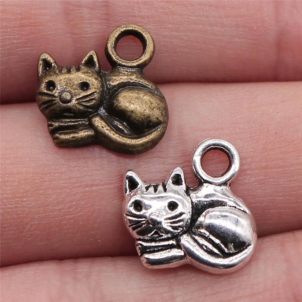WYSIWYG 10pcs 15x13mm Pendant Lazy Cat Charm Pendants For Jewelry Making Cute Cat Pendants