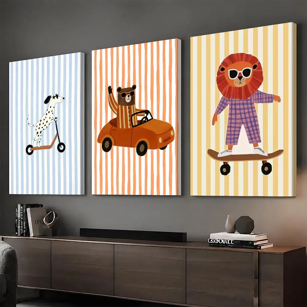 Cute Funny Animal Ins Cartoon Painting Calligraphy HD Modern Style Inner Frame Canvas Bedroom Room Hallway Wall Art Decor
