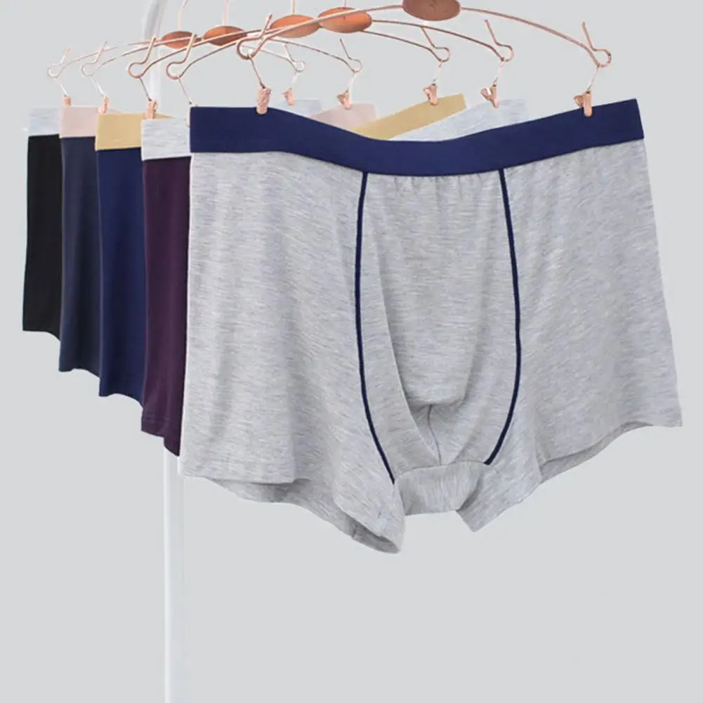 Men Cotton Boxer Underwear Smooth Wiring Boxer Shorts Men's Mid-rise Breathable Boxer Underwear Smooth Wiring Fit for Comfort