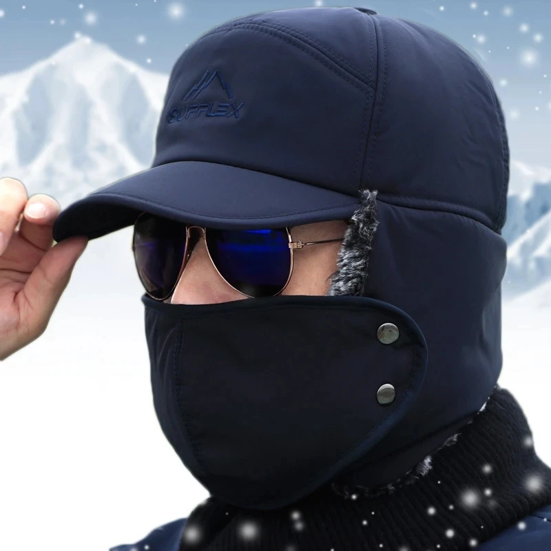 Gorro de béisbol de piel Artificial grueso y cálido para hombre y mujer, gorro suave para esquiar, extremo y frío, para pesca al aire libre, invierno