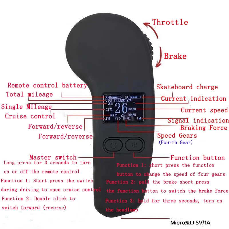 4-awd 4 ruote motrici 10S Esc per skateboard elettrico Scooter a quattro ruote 6374 6384 Motore Bldc con controller schermo LCD 2.4hhz