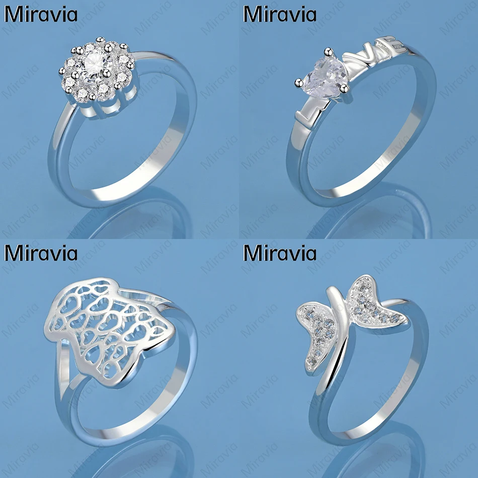 

Miravia 925 Sterling Silver 7-10# Love Zircon Ring Women'S Light Luxury European And American Party Jewelry