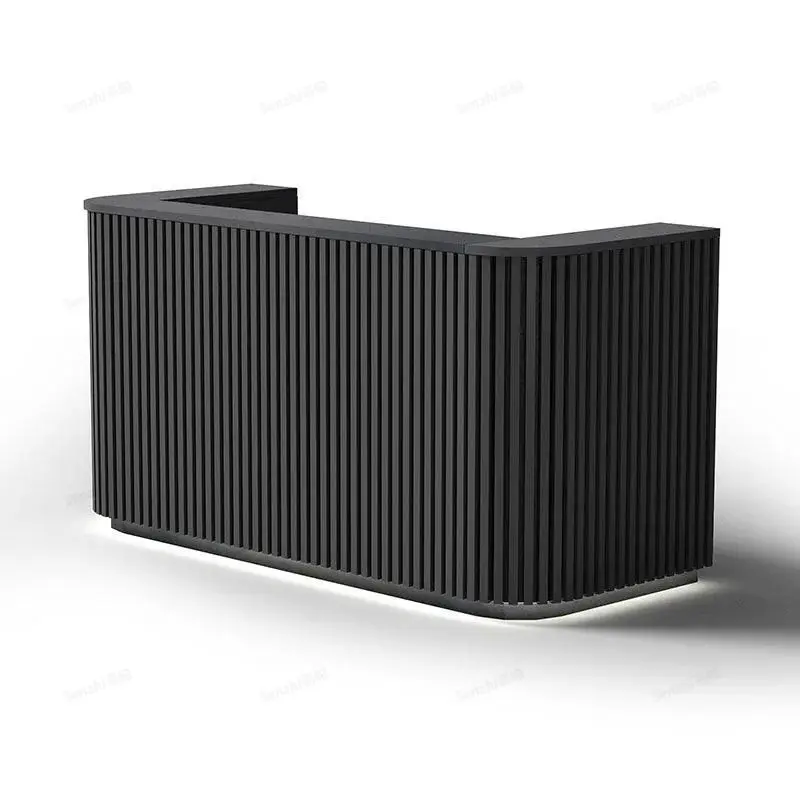 

Black Reception Table Reception Desk Furniture Panel Grey Wood Mid-century Modern Spa Front Office Beauty Salon Office