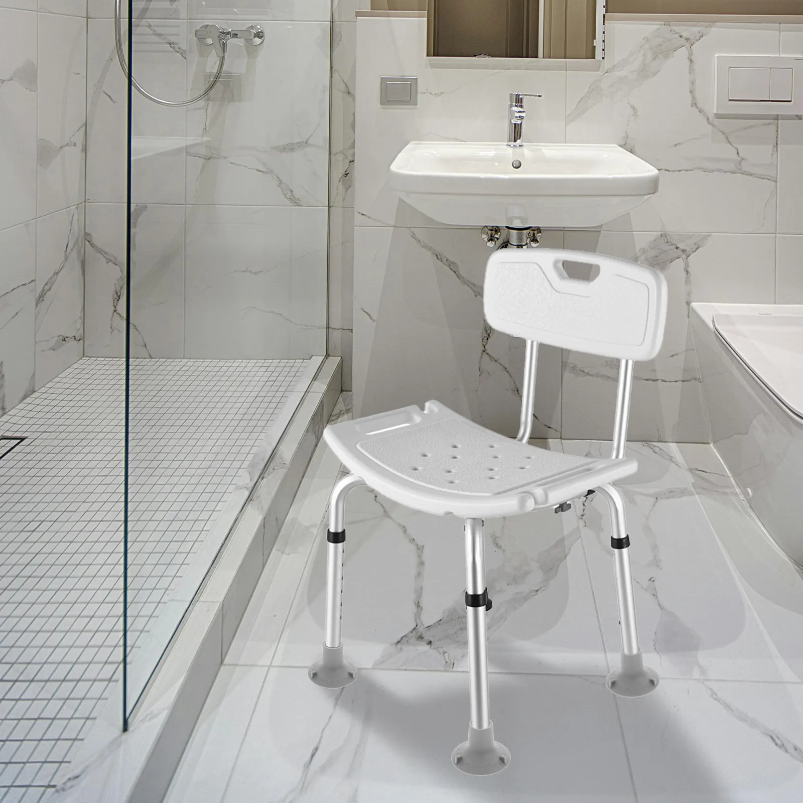 4Pcs Shower Chair Leg Covers Tpr Rubber Feet Nonslip Waterproof Suction Pads for Adult Bath Seats Enhanced Stability Safety